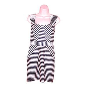 Pink Martini Striped Lined Sleeveless Dress Size Small Navy White Modclo…
